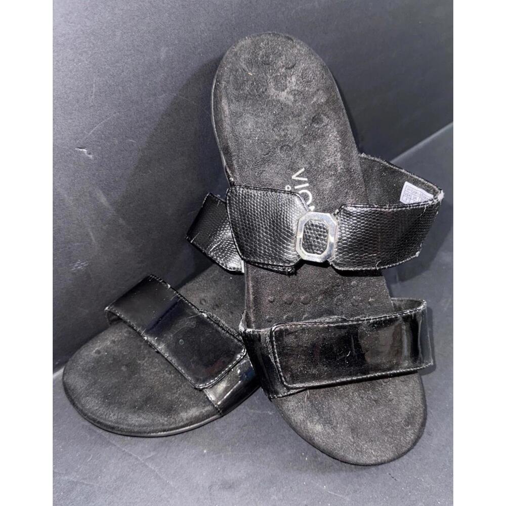 Vionic Orthaheel Camila‎ Orthotic Comfort Black Slip On Slides Sandals US Size 9